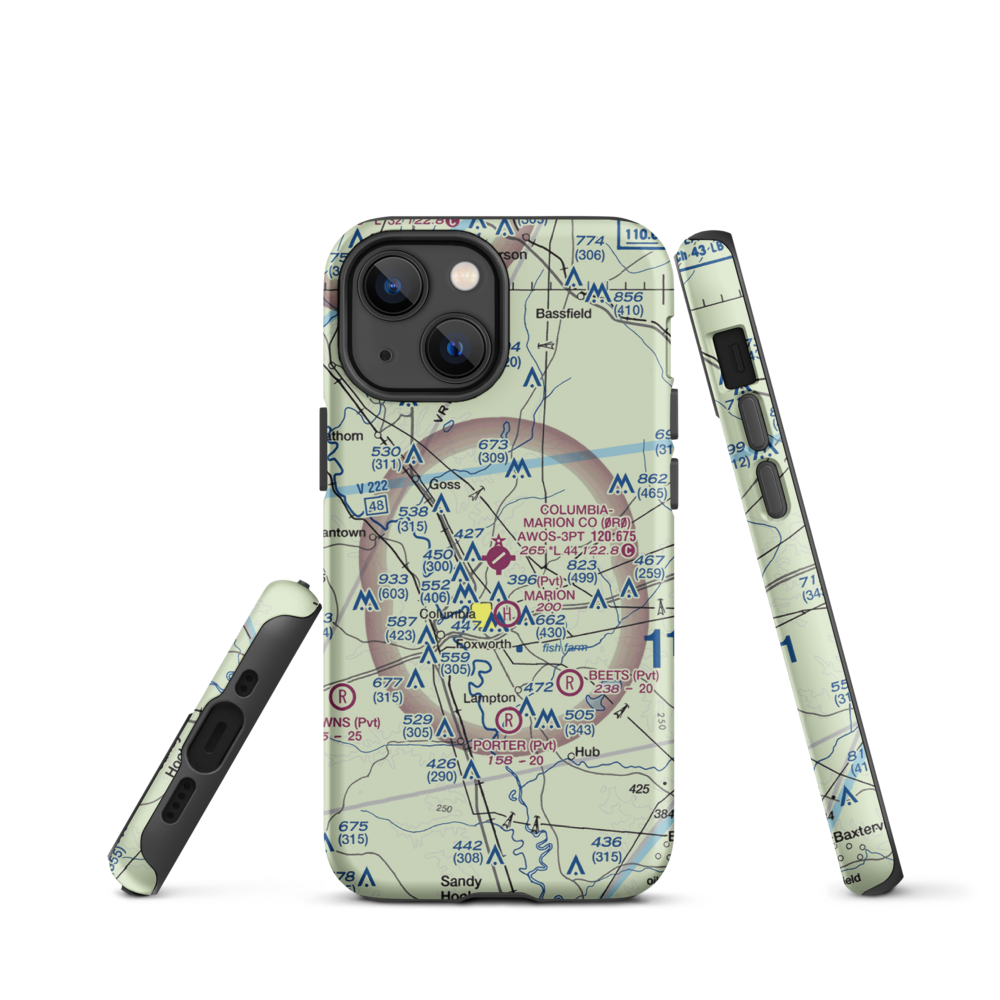 Columbia-Marion County Airport (0R0) VFR Sectional  Tough iPhone Case iPhone 13 mini model shown