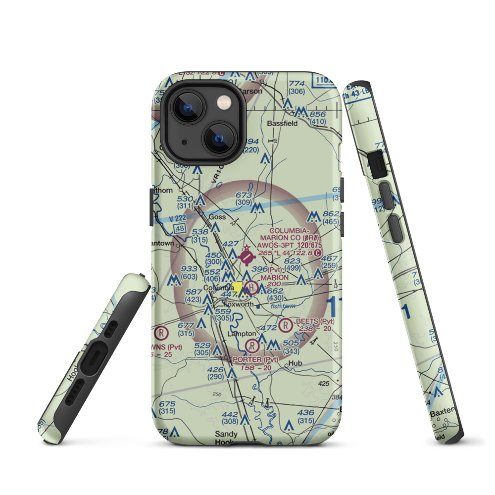 Columbia-Marion County Airport (0R0) VFR Sectional  Tough iPhone Case iPhone 13 model shown