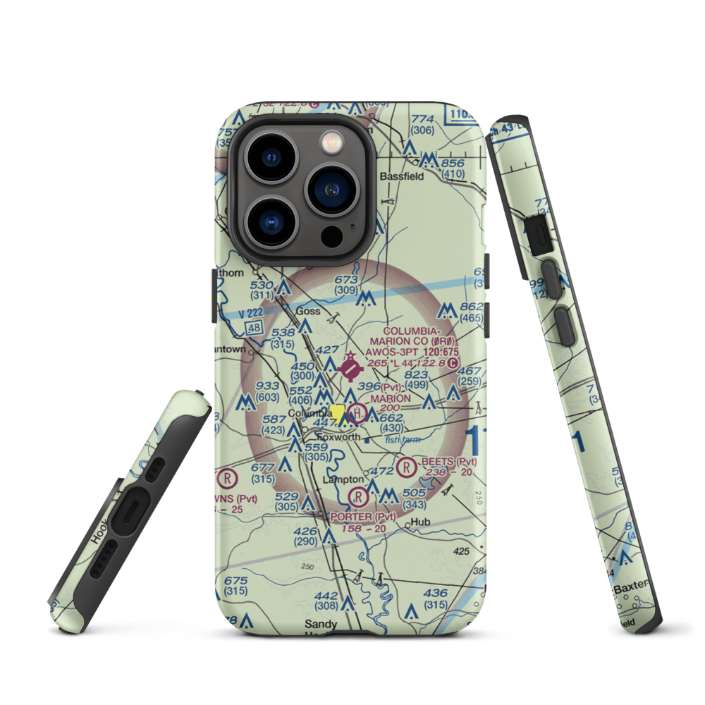 Columbia-Marion County Airport (0R0) VFR Sectional  Tough iPhone Case iPhone 13 Pro model shown