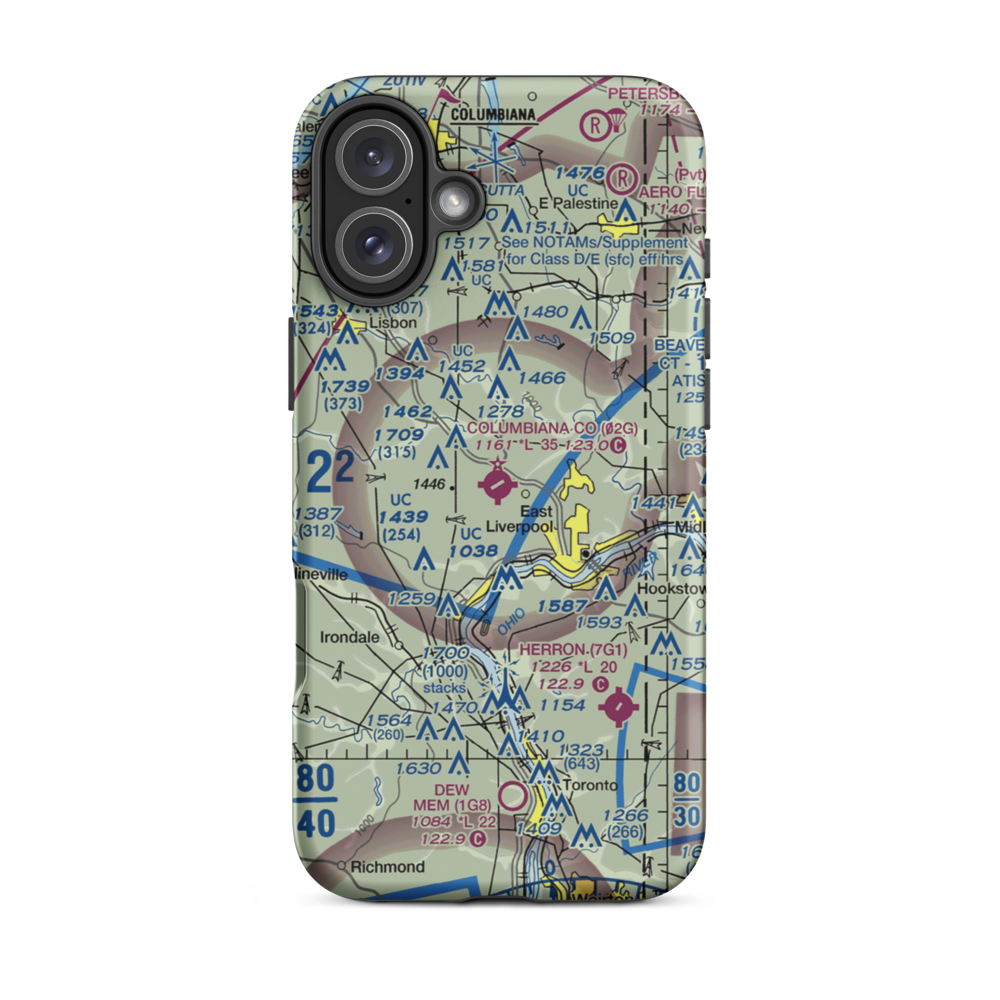 Columbiana County Airport (02G) VFR Sectional  Tough iPhone Case iPhone 16 Plus model shown