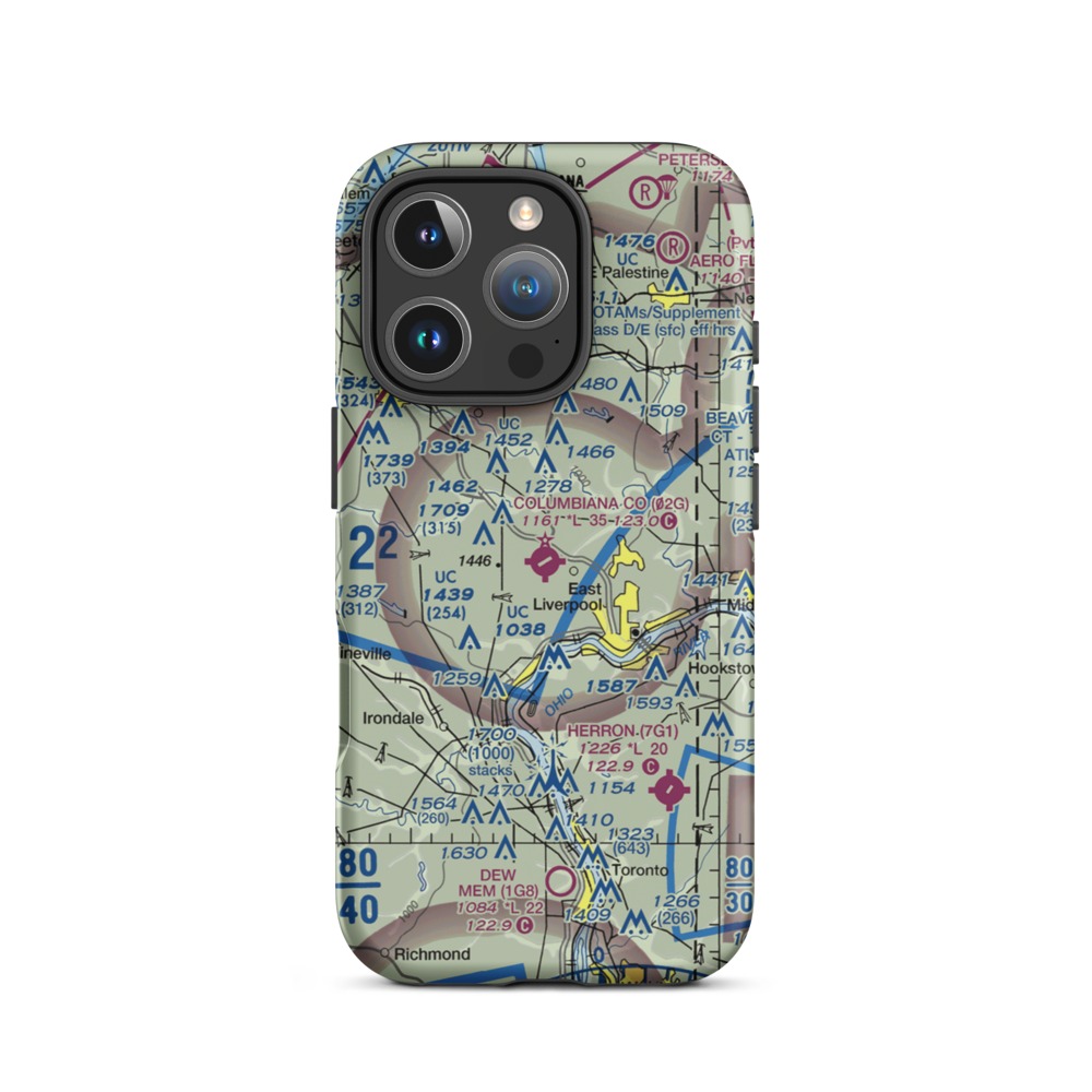 Columbiana County Airport (02G) VFR Sectional  Tough iPhone Case iPhone 16 Pro model shown