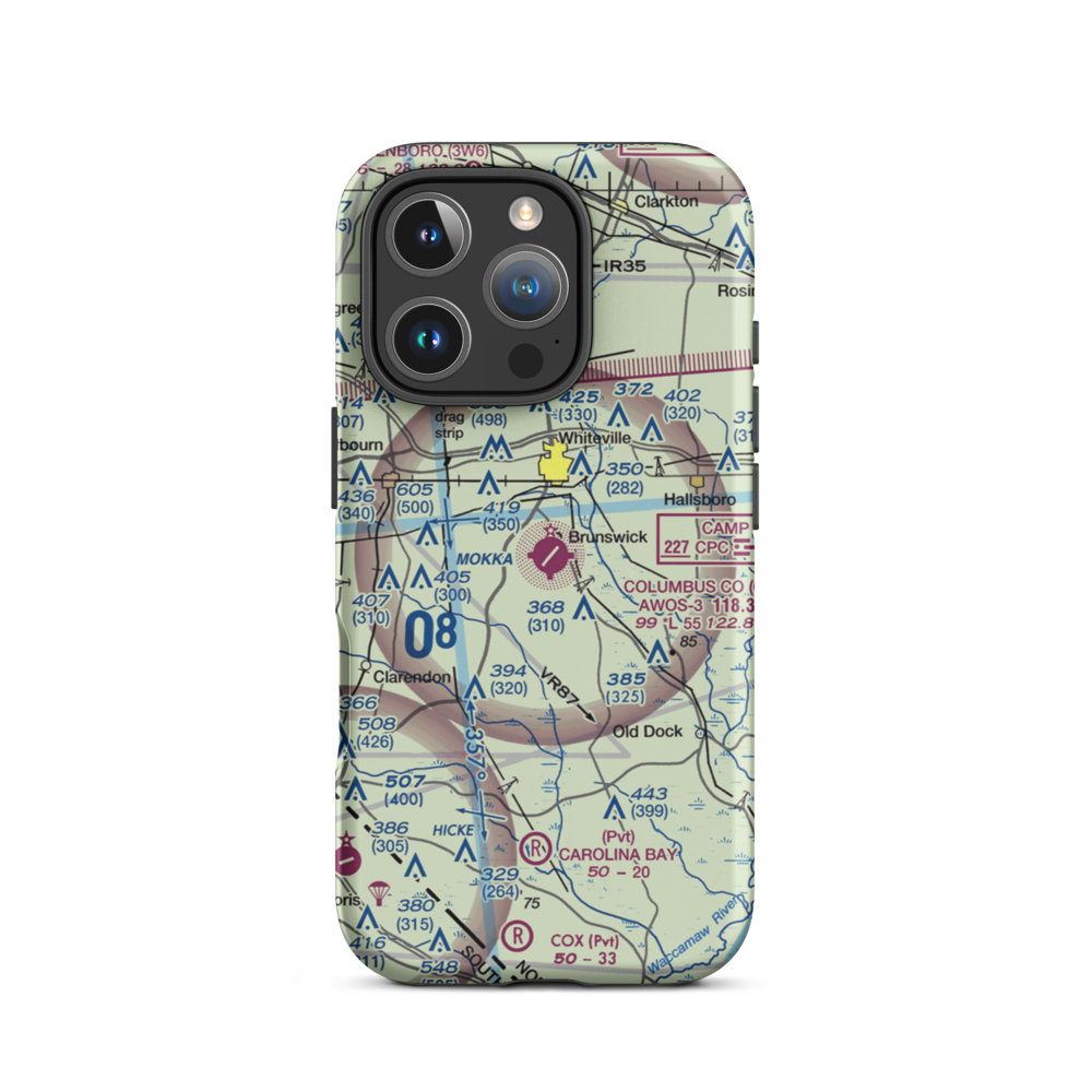 Columbus County Municipal Airport (CPC) VFR Sectional  Tough iPhone Case iPhone 16 Pro model shown
