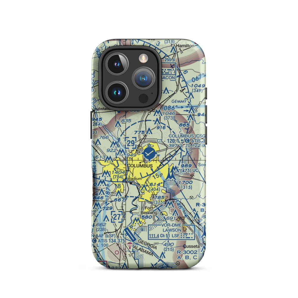 Columbus Metropolitan Airport (CSG) VFR Sectional  Tough iPhone Case iPhone 16 Pro model shown