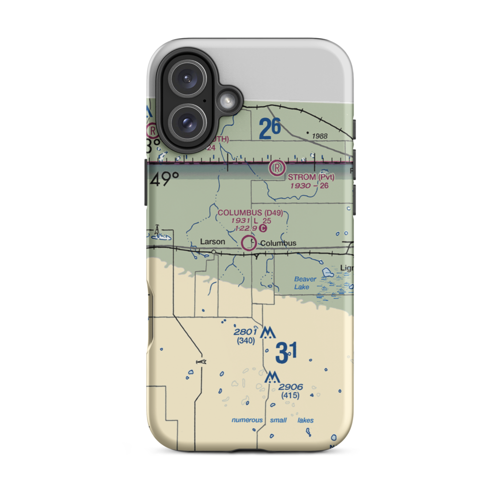 Columbus Municipal Airport (D49) VFR Sectional  Tough iPhone Case iPhone 16 Plus model shown