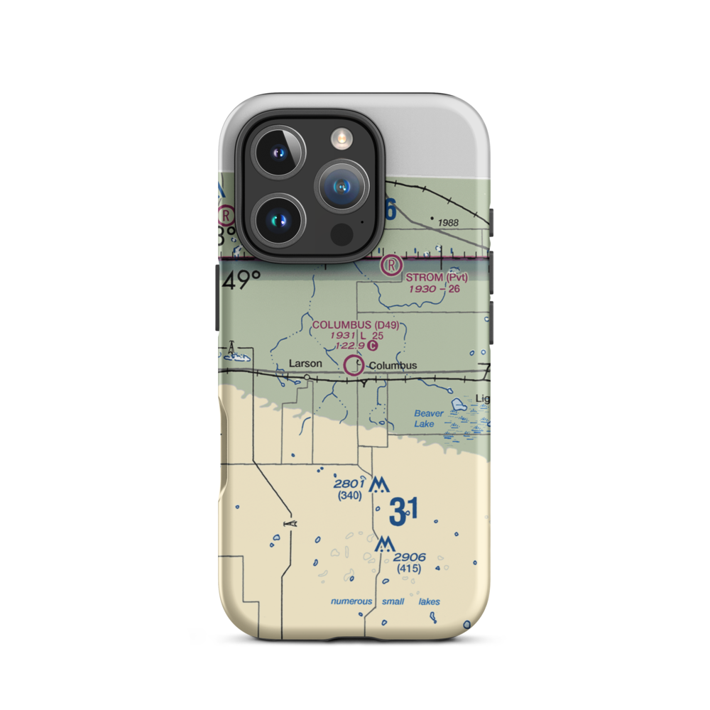Columbus Municipal Airport (D49) VFR Sectional  Tough iPhone Case iPhone 16 Pro model shown