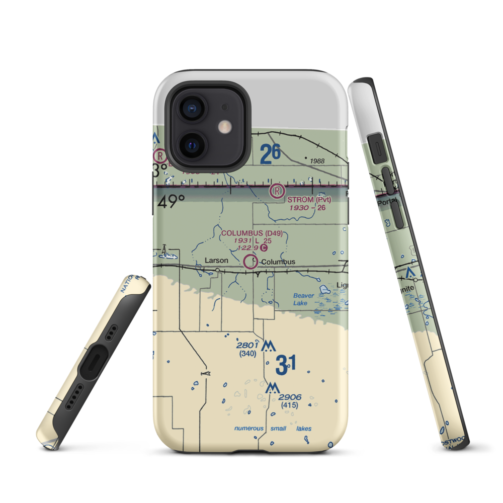 Columbus Municipal Airport (D49) VFR Sectional  Tough iPhone Case iPhone 12 model shown