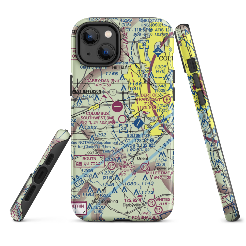 Columbus Southwest Airport (04I) VFR Sectional  Tough iPhone Case iPhone 14 Plus model shown
