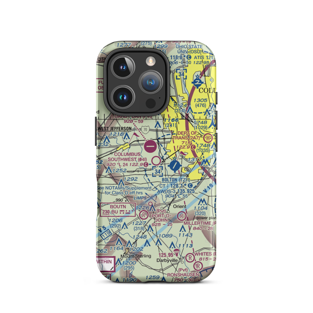 Columbus Southwest Airport (04I) VFR Sectional  Tough iPhone Case iPhone 16 Pro model shown