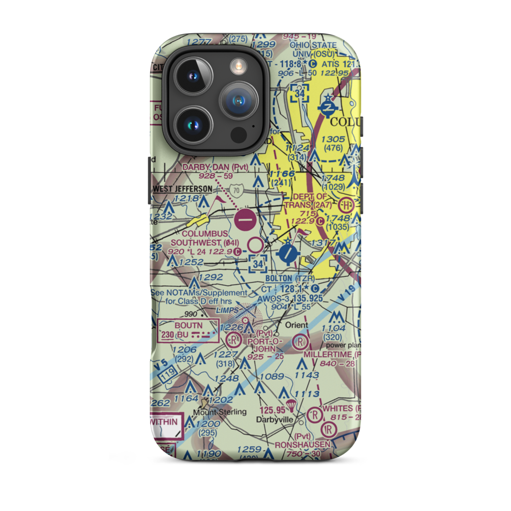Columbus Southwest Airport (04I) VFR Sectional  Tough iPhone Case iPhone 16 Pro Max model shown