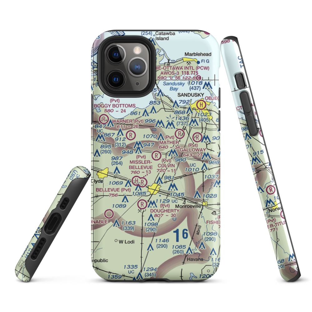 Colvin Airport (OH86) VFR Sectional  Tough iPhone Case iPhone 11 Pro model shown