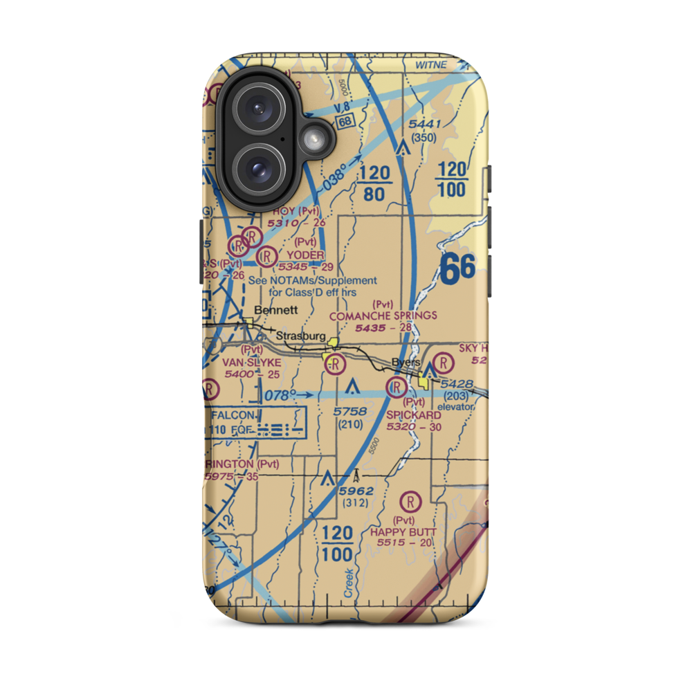 Comanche Airfield Llc Airport (CO38) VFR Sectional  Tough iPhone Case iPhone 16 Plus model shown