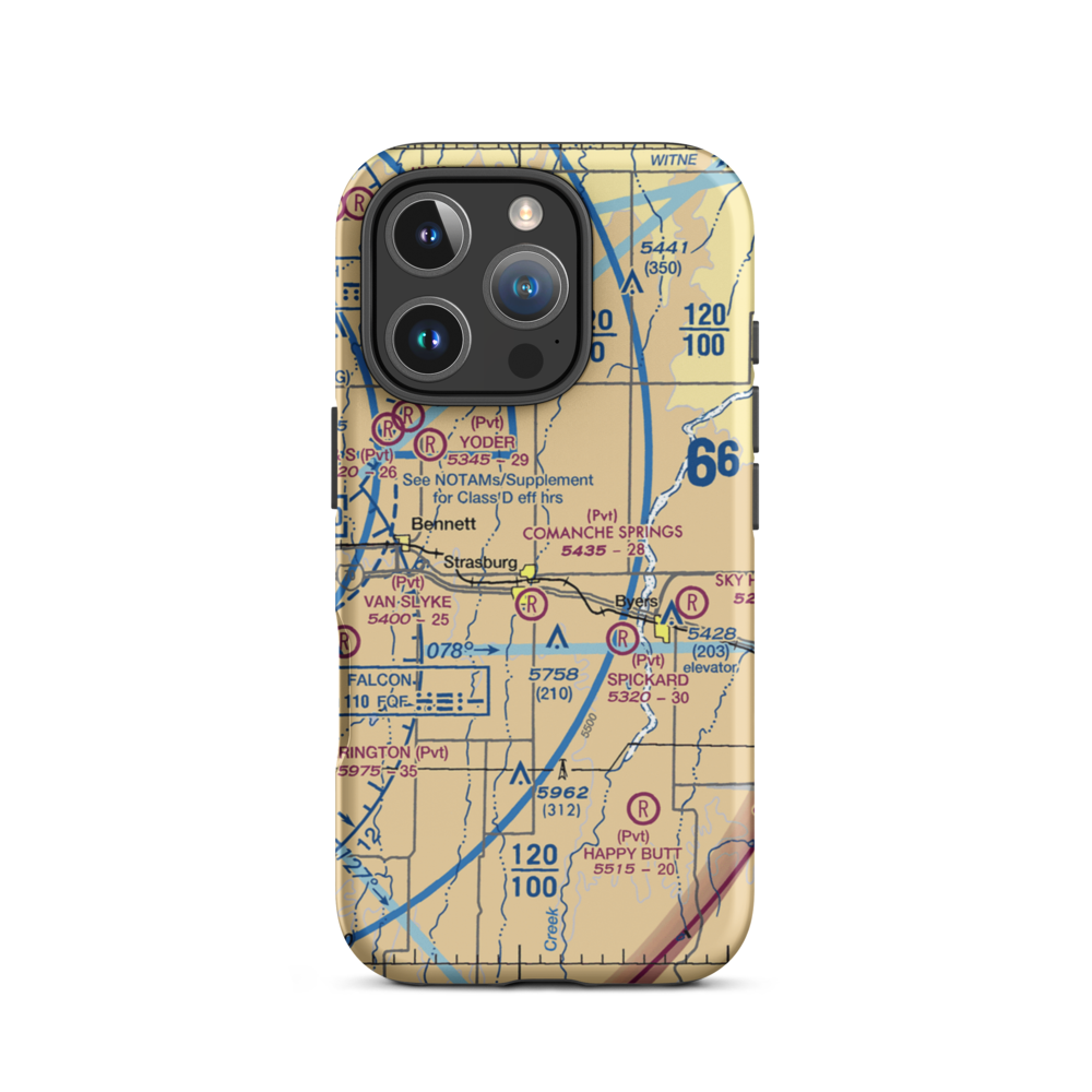 Comanche Airfield Llc Airport (CO38) VFR Sectional  Tough iPhone Case iPhone 16 Pro model shown