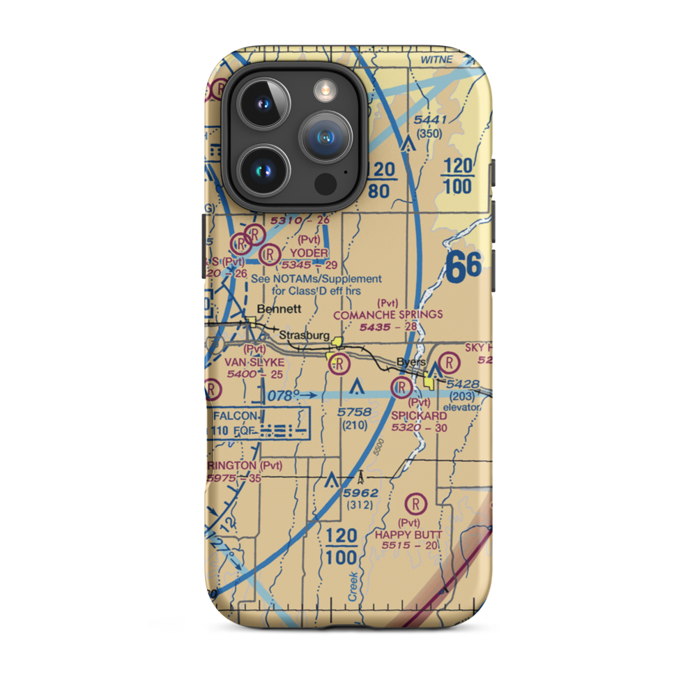 Comanche Airfield Llc Airport (CO38) VFR Sectional  Tough iPhone Case iPhone 16 Pro Max model shown