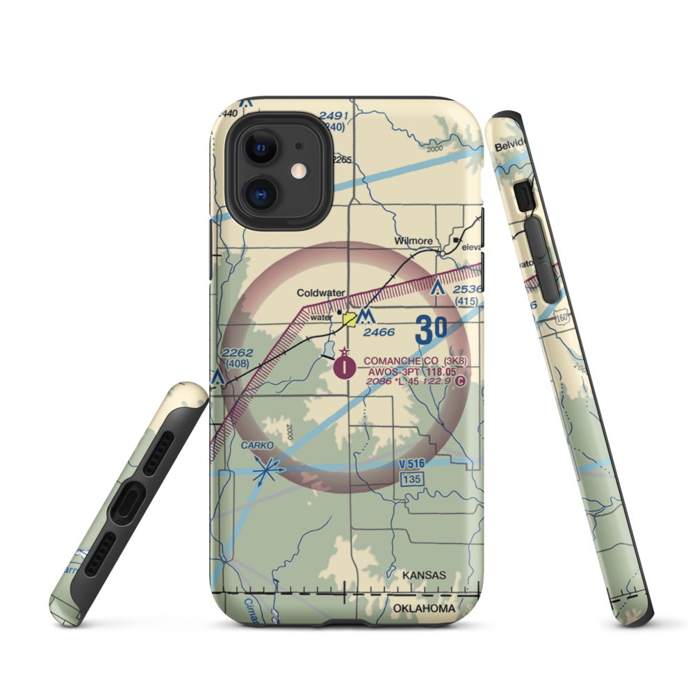 Comanche County Airport (3K8) VFR Sectional  Tough iPhone Case iPhone 11 model shown