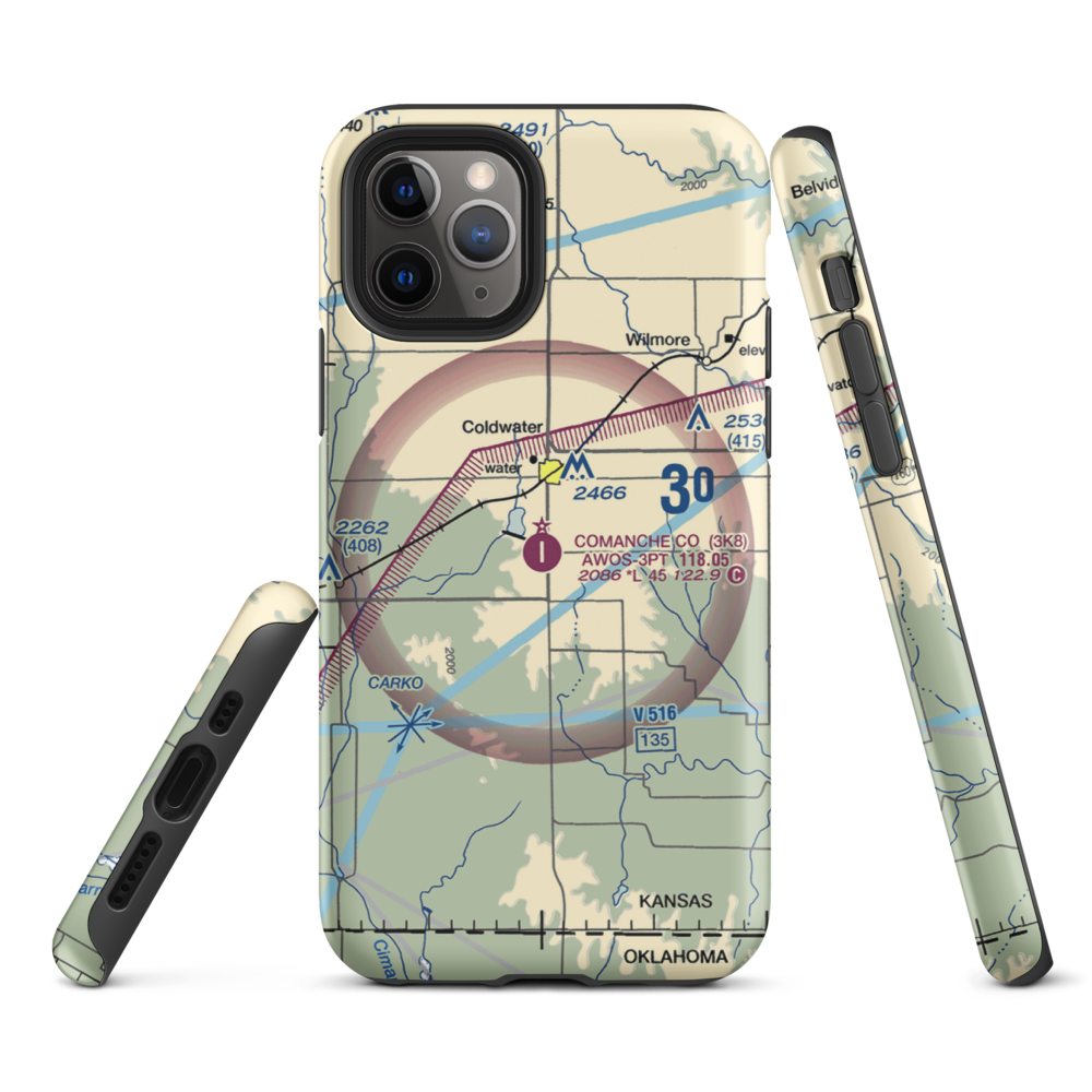 Comanche County Airport (3K8) VFR Sectional  Tough iPhone Case iPhone 11 Pro model shown