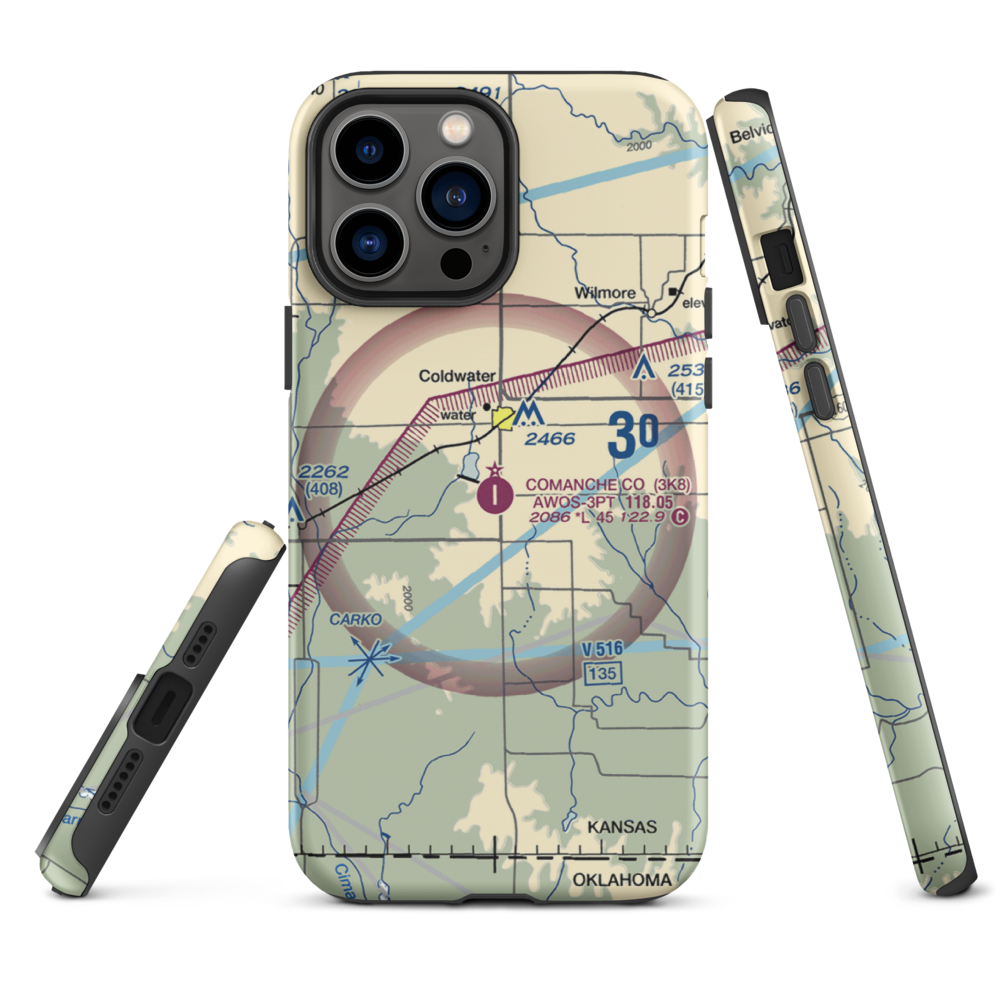 Comanche County Airport (3K8) VFR Sectional  Tough iPhone Case iPhone 13 Pro Max model shown