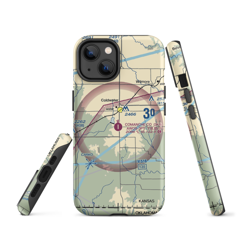 Comanche County Airport (3K8) VFR Sectional  Tough iPhone Case iPhone 14 model shown