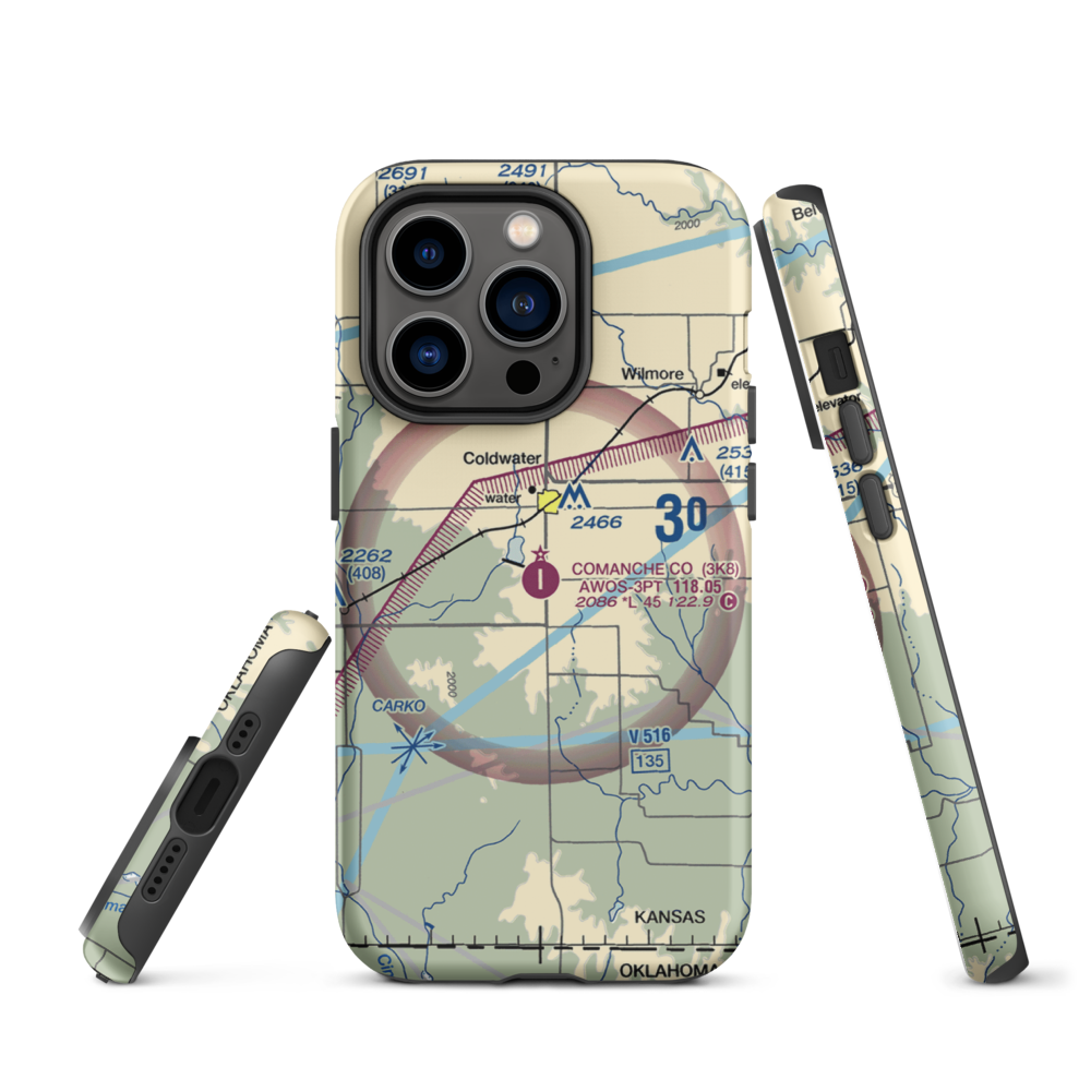 Comanche County Airport (3K8) VFR Sectional  Tough iPhone Case iPhone 14 Pro model shown