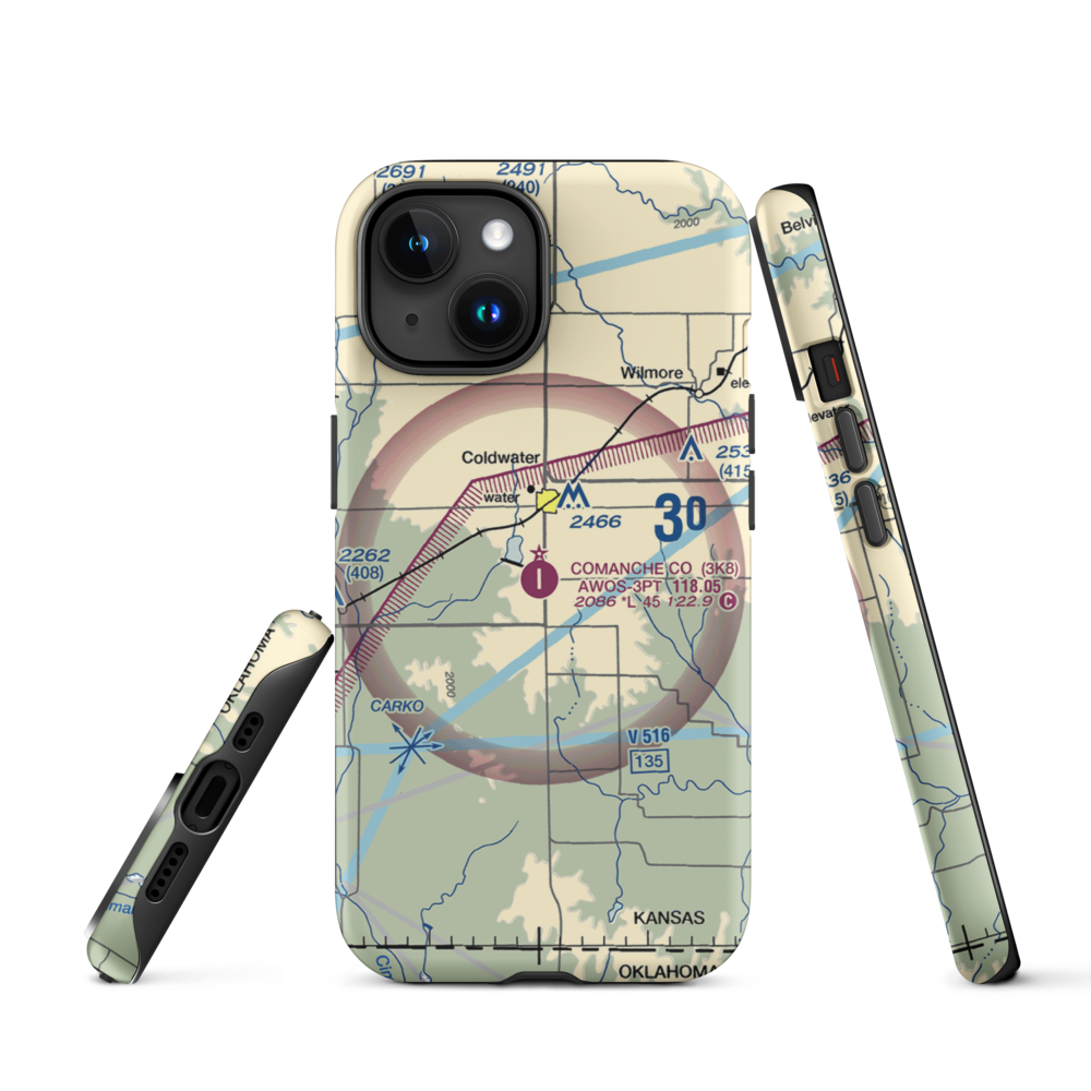 Comanche County Airport (3K8) VFR Sectional  Tough iPhone Case iPhone 15 model shown