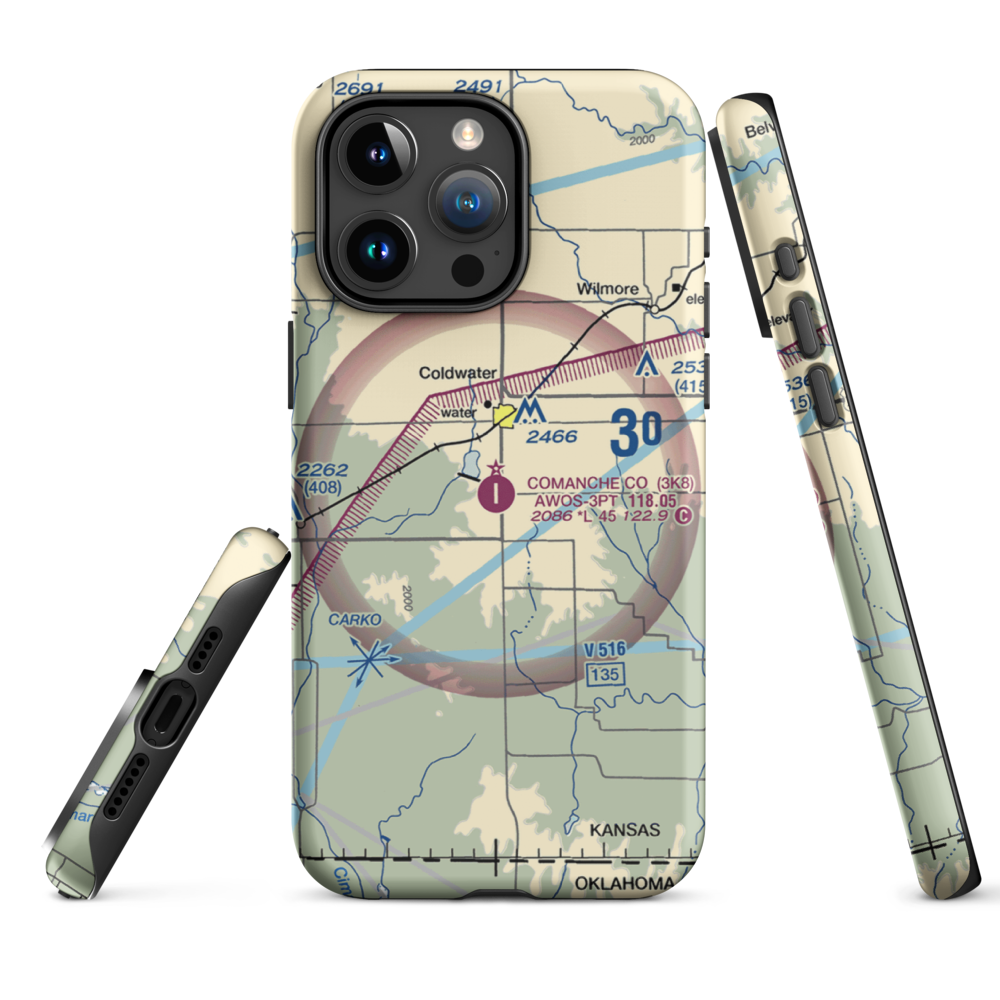 Comanche County Airport (3K8) VFR Sectional  Tough iPhone Case iPhone 15 Pro Max model shown