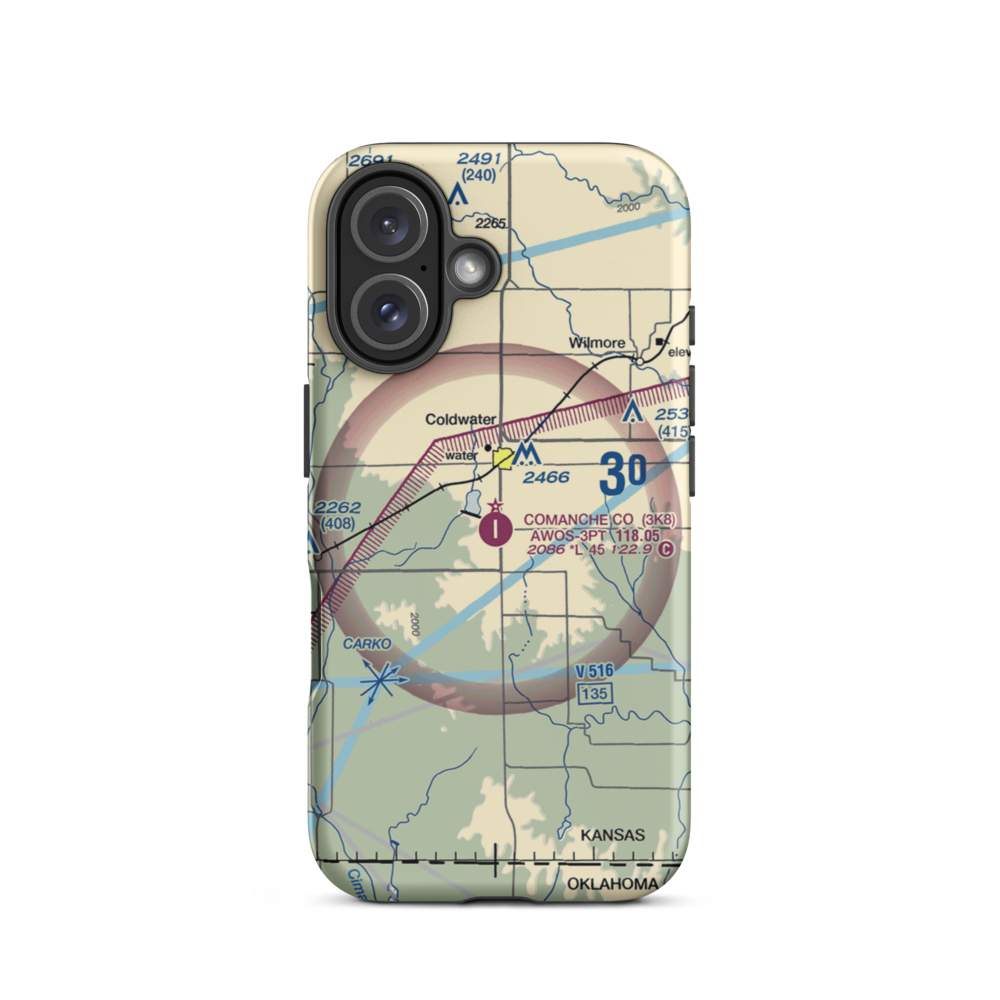 Comanche County Airport (3K8) VFR Sectional  Tough iPhone Case iPhone 16 model shown