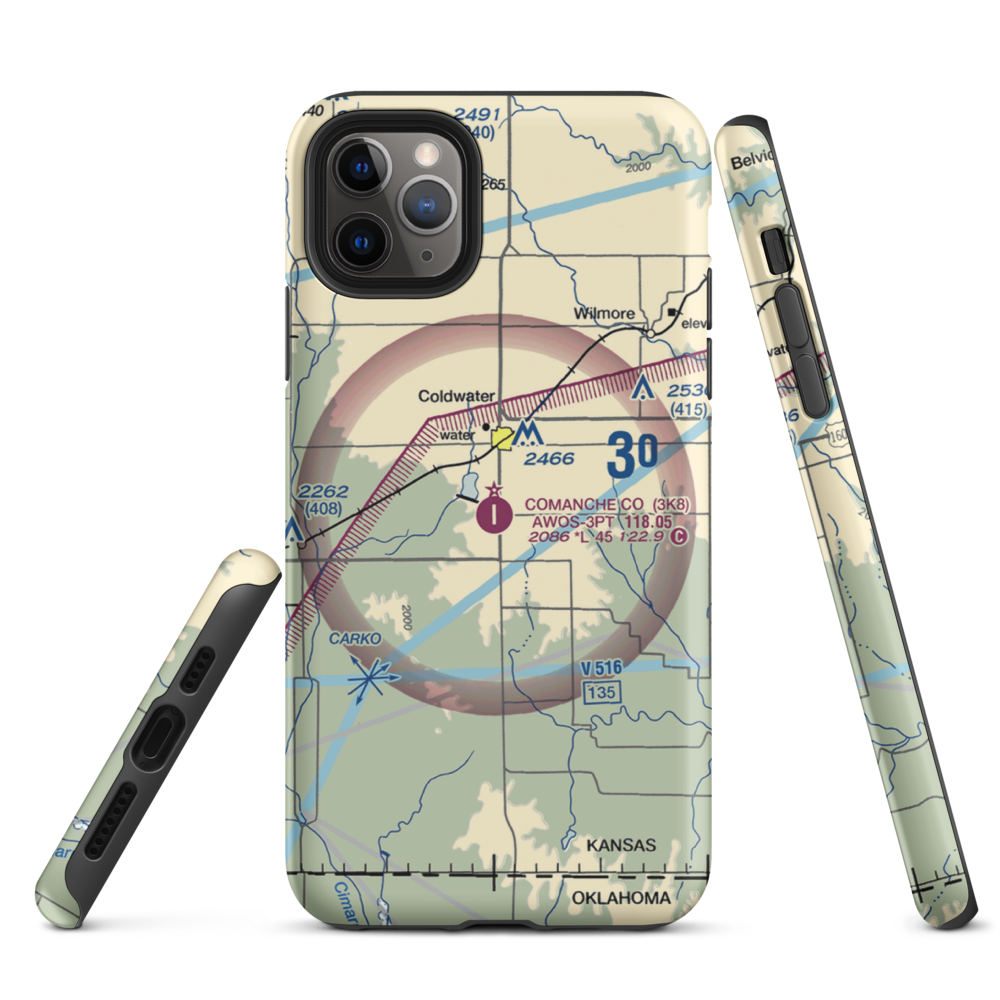 Comanche County Airport (3K8) VFR Sectional  Tough iPhone Case iPhone 11 Pro Max model shown
