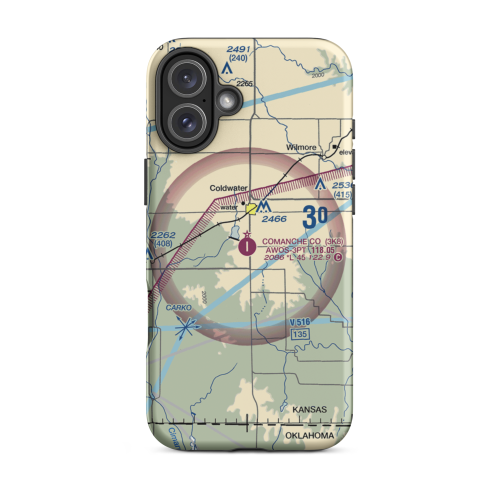 Comanche County Airport (3K8) VFR Sectional  Tough iPhone Case iPhone 16 Plus model shown