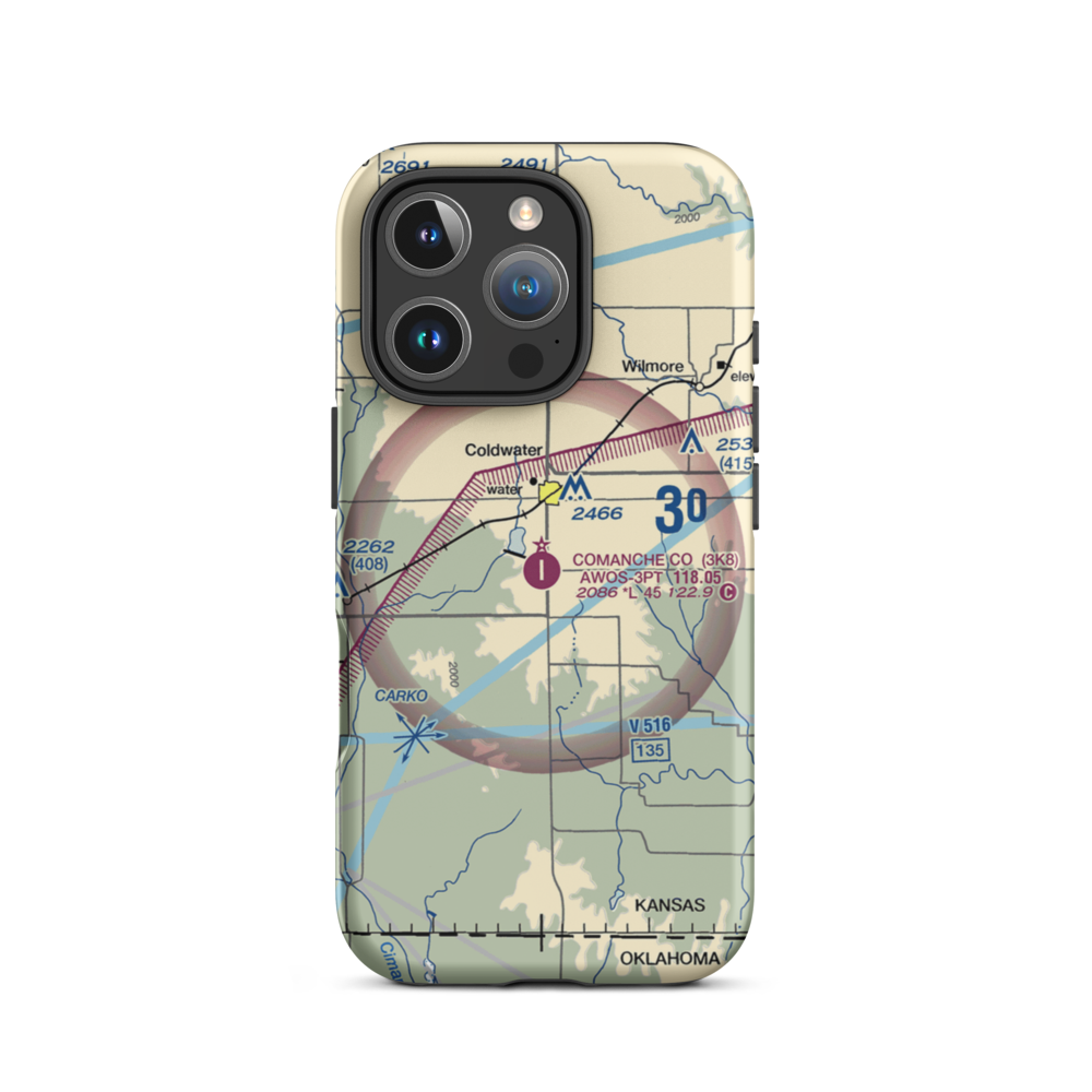 Comanche County Airport (3K8) VFR Sectional  Tough iPhone Case iPhone 16 Pro model shown