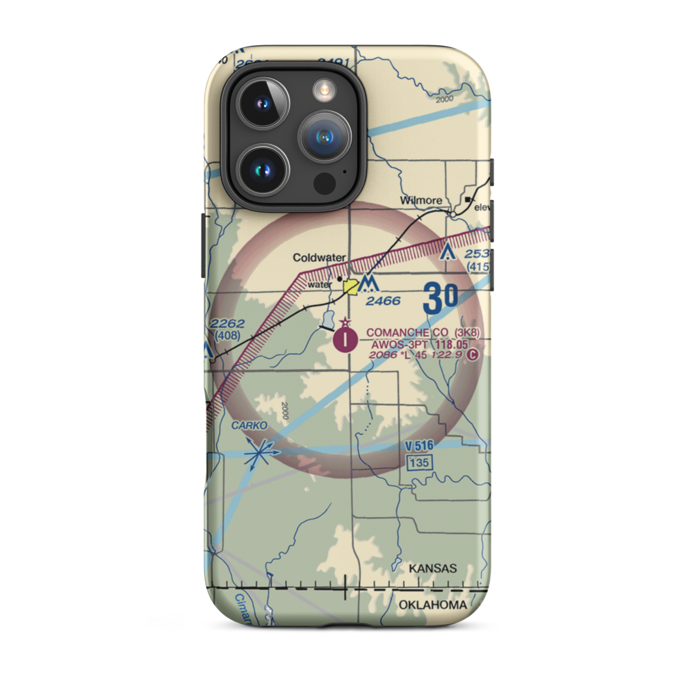 Comanche County Airport (3K8) VFR Sectional  Tough iPhone Case iPhone 16 Pro Max model shown
