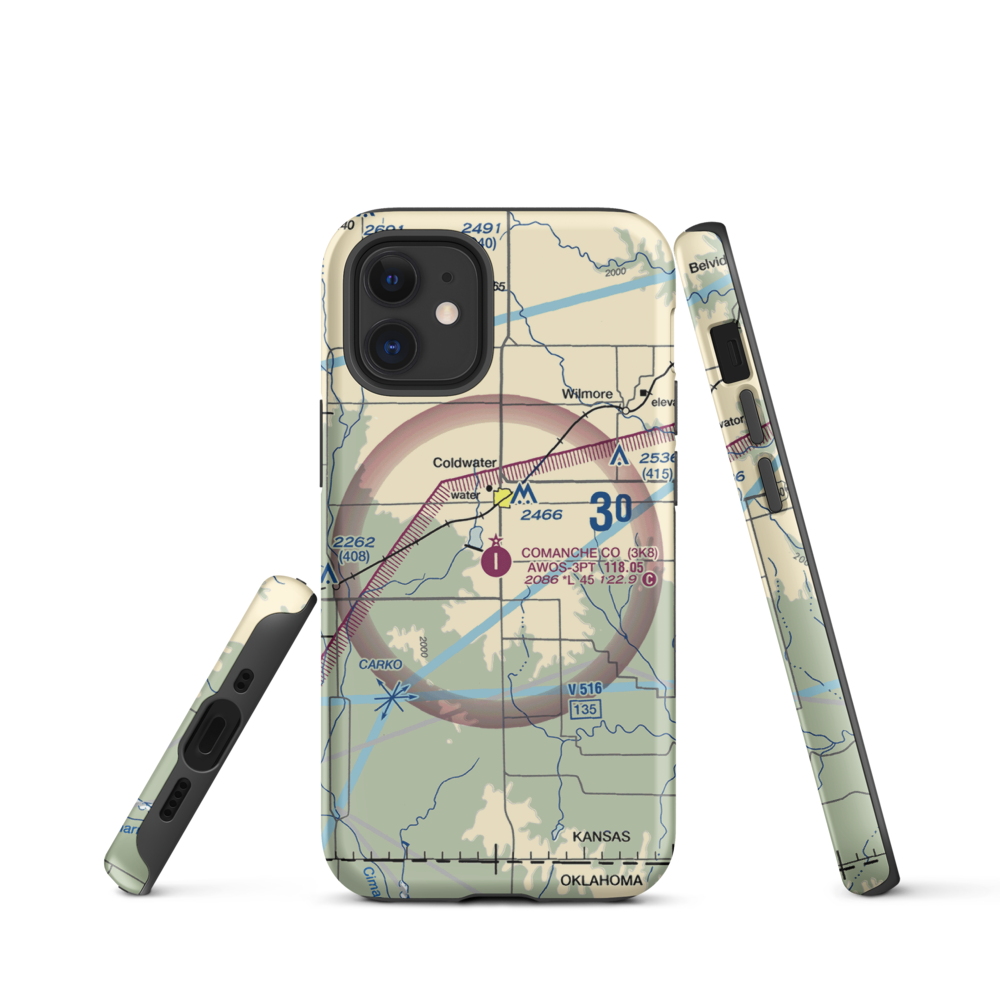 Comanche County Airport (3K8) VFR Sectional  Tough iPhone Case iPhone 12 mini model shown