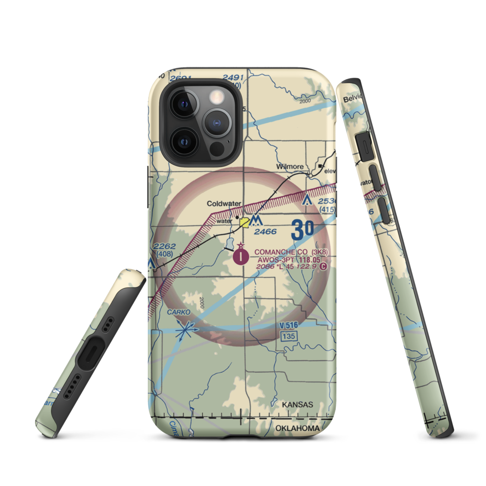Comanche County Airport (3K8) VFR Sectional  Tough iPhone Case iPhone 12 Pro model shown