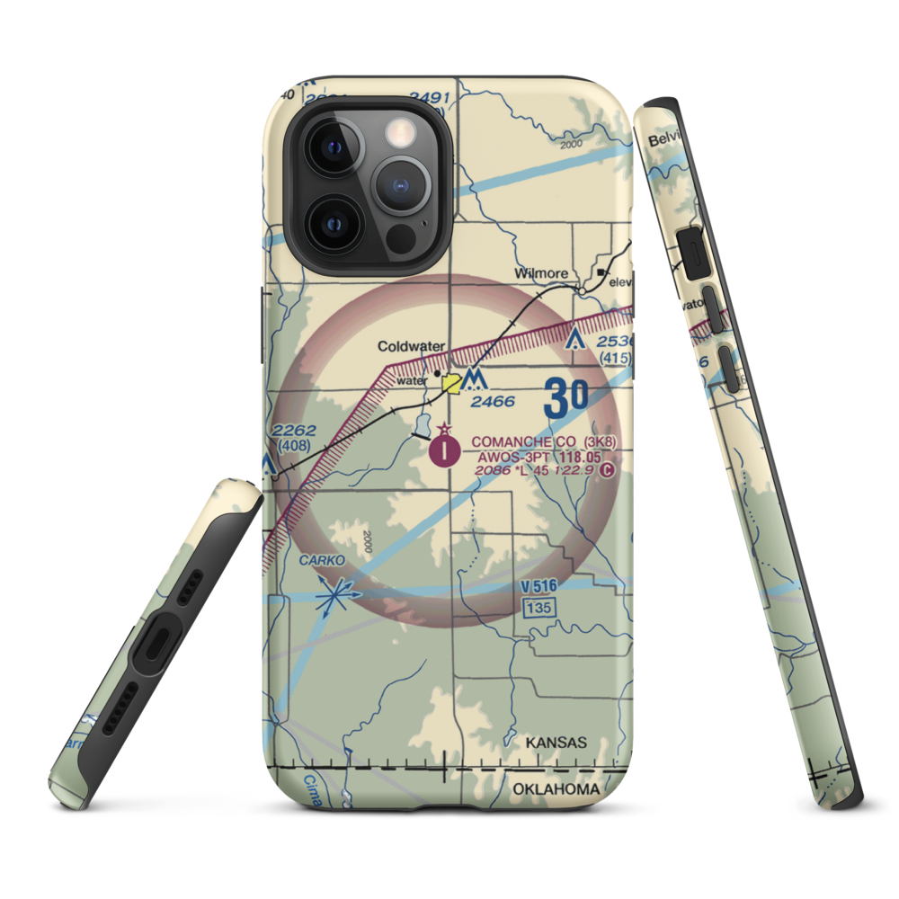 Comanche County Airport (3K8) VFR Sectional  Tough iPhone Case iPhone 12 Pro Max model shown