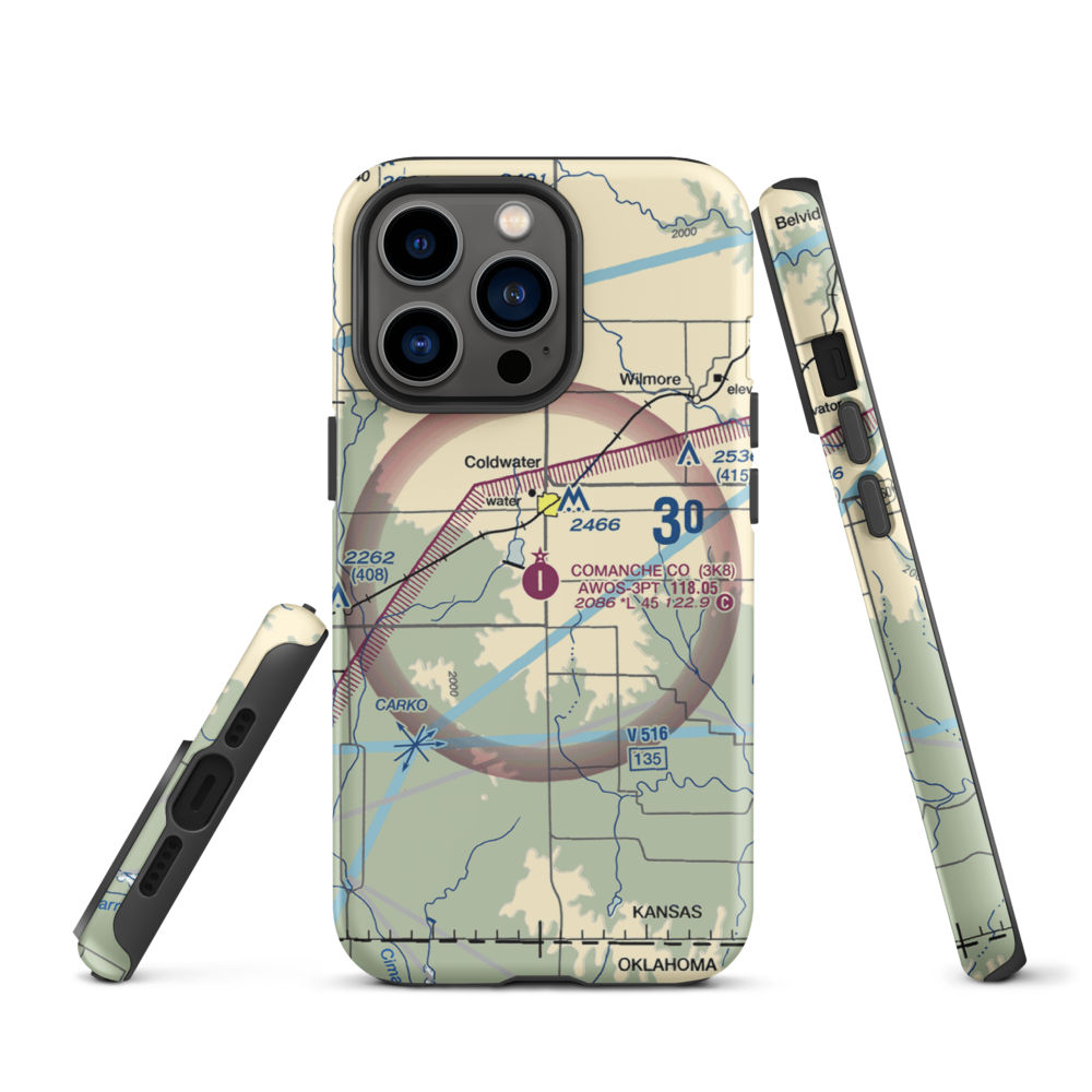 Comanche County Airport (3K8) VFR Sectional  Tough iPhone Case iPhone 13 Pro model shown