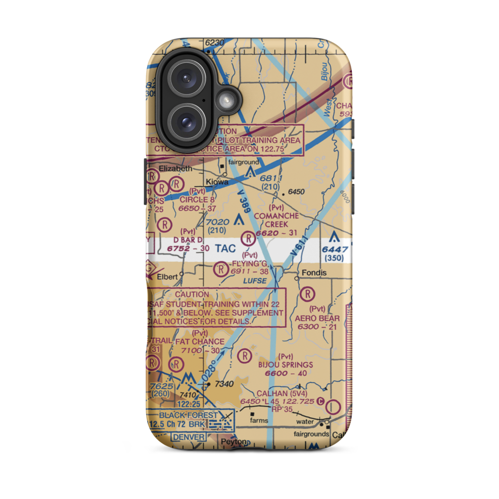 Comanche Creek Airport (07CO) VFR Sectional  Tough iPhone Case iPhone 16 Plus model shown