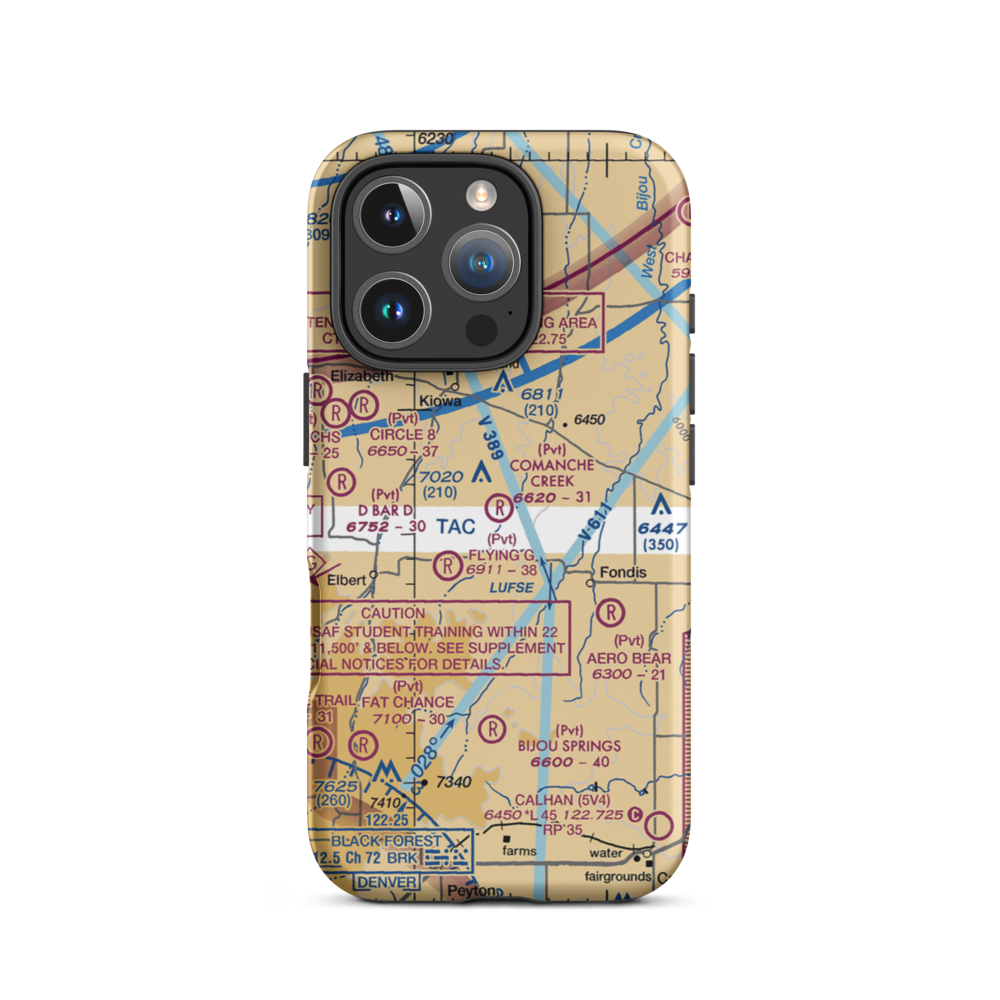 Comanche Creek Airport (07CO) VFR Sectional  Tough iPhone Case iPhone 16 Pro model shown