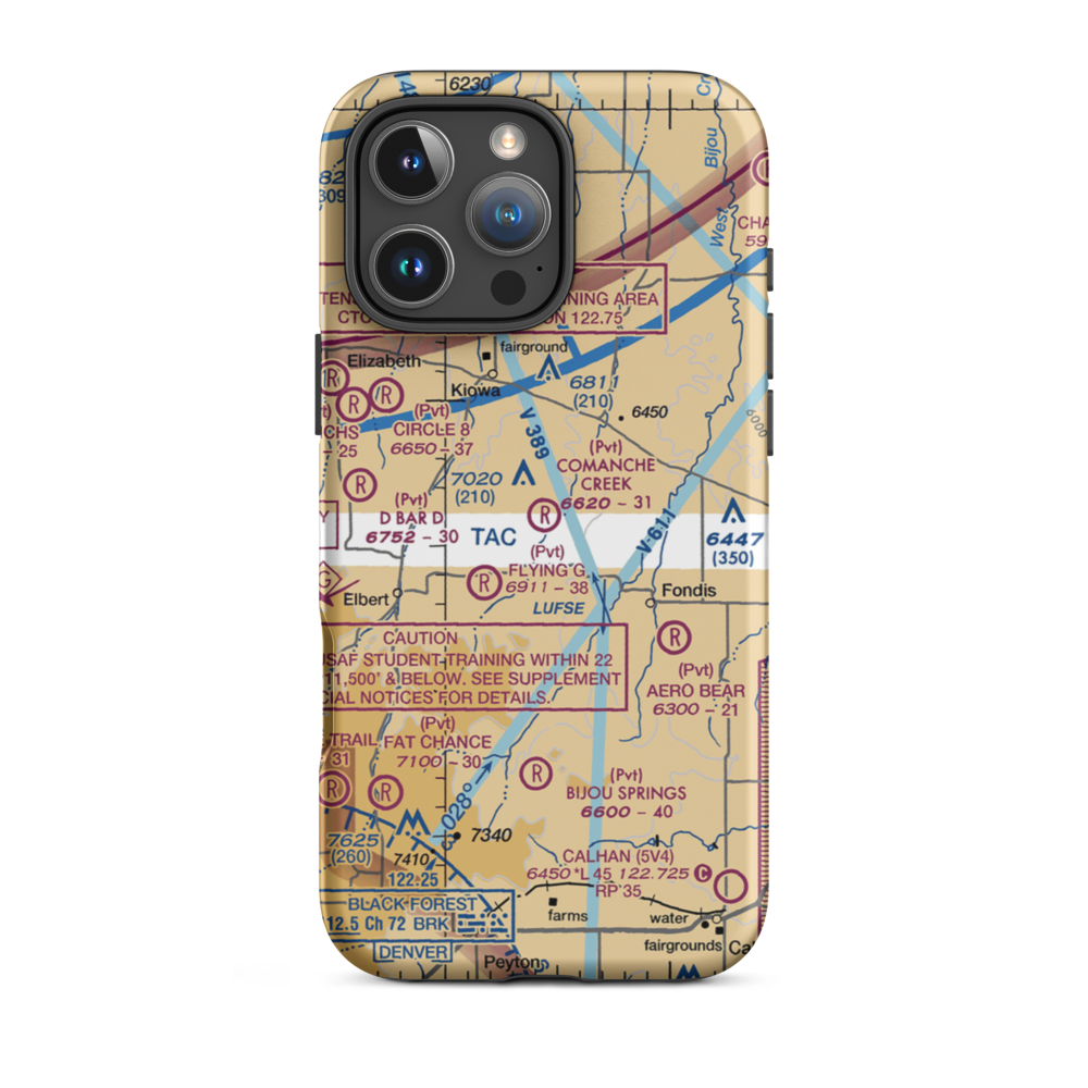 Comanche Creek Airport (07CO) VFR Sectional  Tough iPhone Case iPhone 16 Pro Max model shown