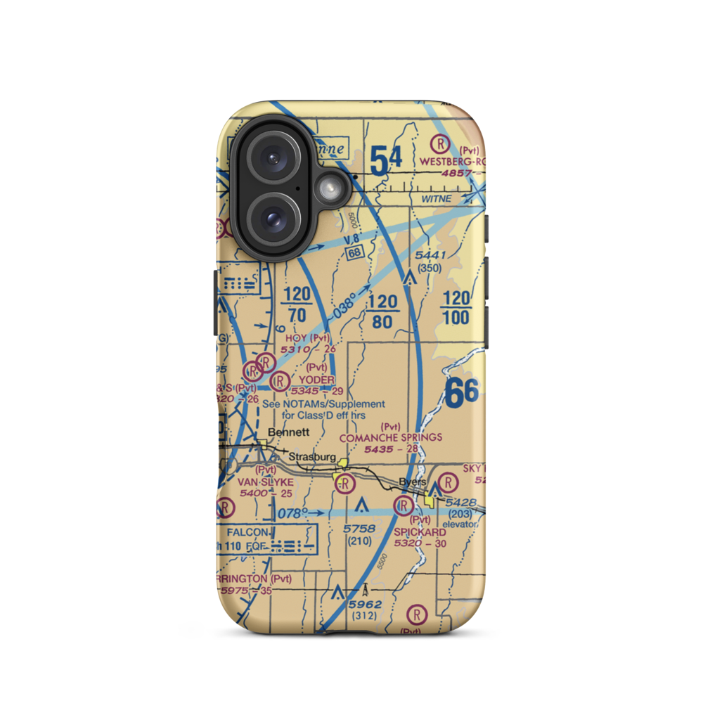 Comanche Livestock Airport (59CO) VFR Sectional  Tough iPhone Case iPhone 16 model shown