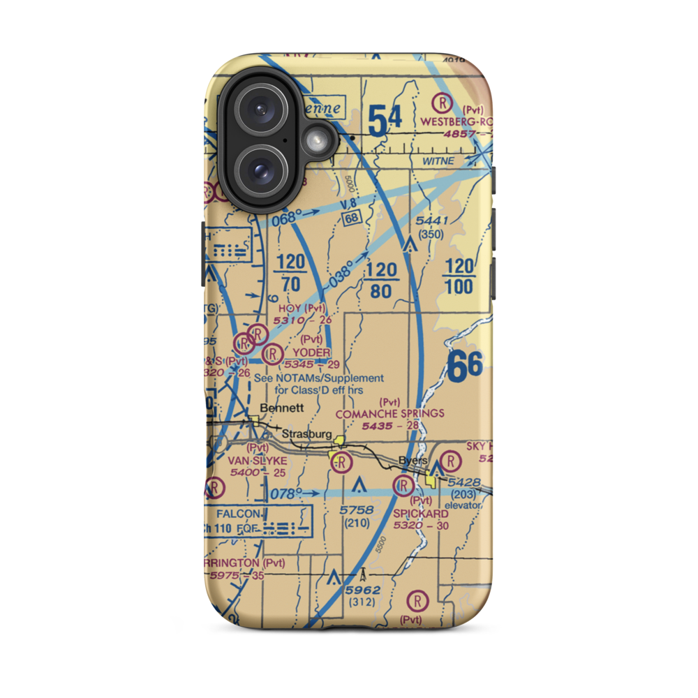 Comanche Livestock Airport (59CO) VFR Sectional  Tough iPhone Case iPhone 16 Plus model shown