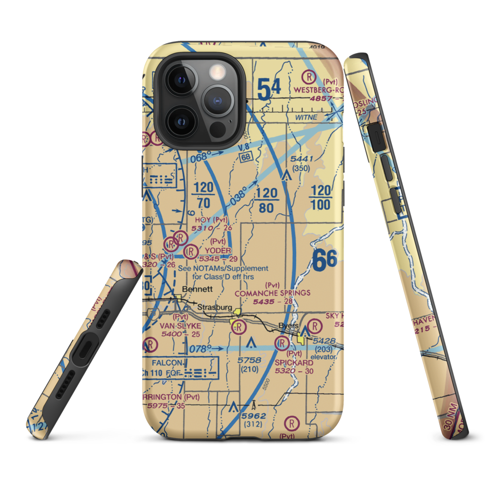 Comanche Livestock Airport (59CO) VFR Sectional  Tough iPhone Case iPhone 12 Pro Max model shown