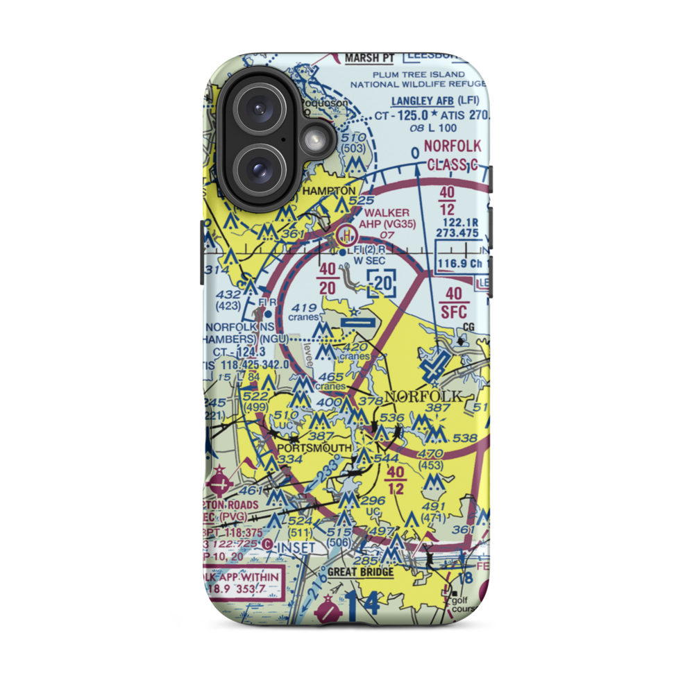 Comlantflt Heliport (NCL) VFR Sectional  Tough iPhone Case iPhone 16 Plus model shown