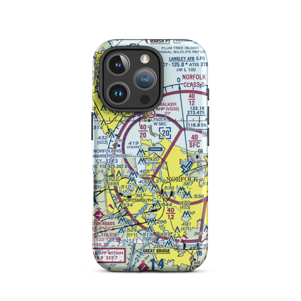 Comlantflt Heliport (NCL) VFR Sectional  Tough iPhone Case iPhone 16 Pro model shown