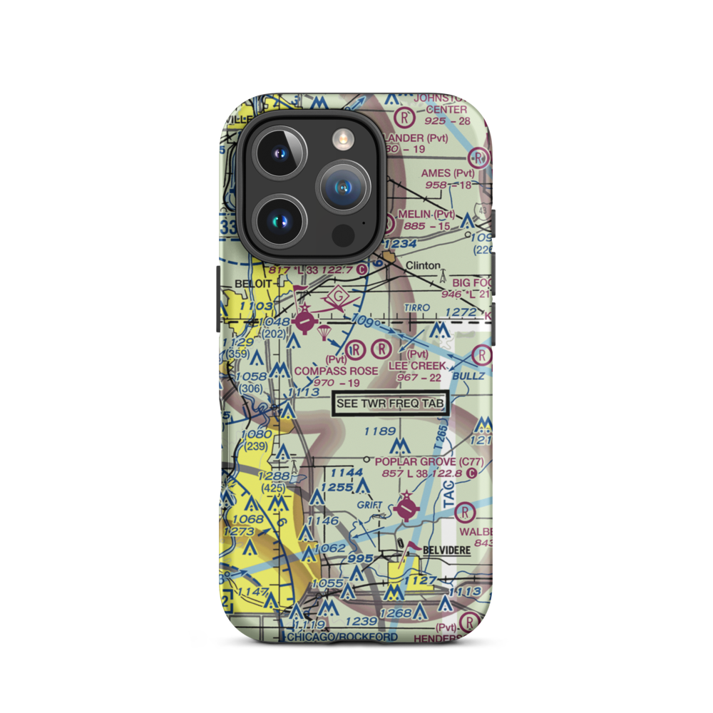 Compass Rose Airport (LL87) VFR Sectional  Tough iPhone Case iPhone 16 Pro model shown