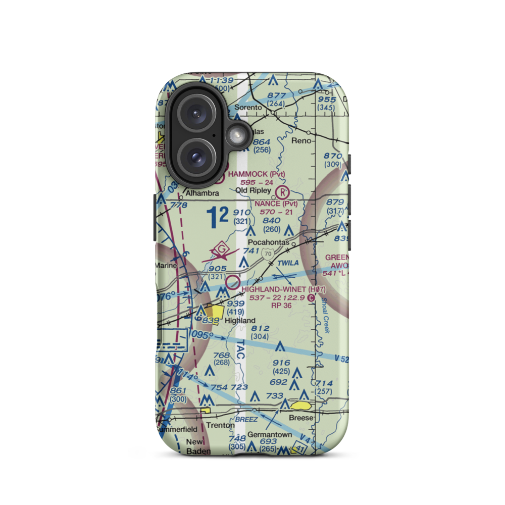 Compton Airport (3LL9) VFR Sectional  Tough iPhone Case iPhone 16 model shown