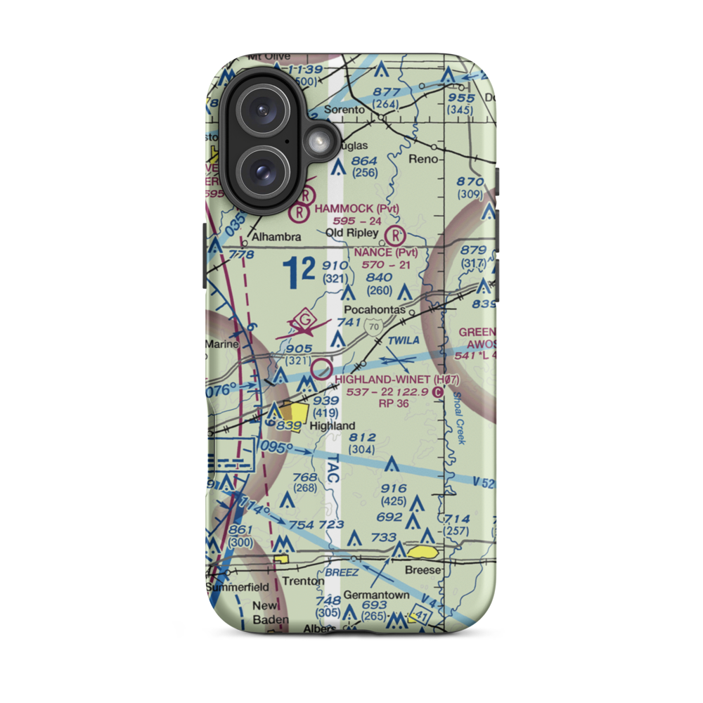 Compton Airport (3LL9) VFR Sectional  Tough iPhone Case iPhone 16 Plus model shown