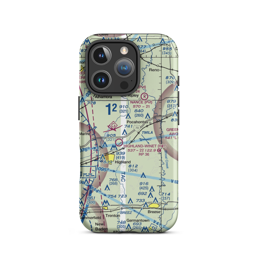 Compton Airport (3LL9) VFR Sectional  Tough iPhone Case iPhone 16 Pro model shown