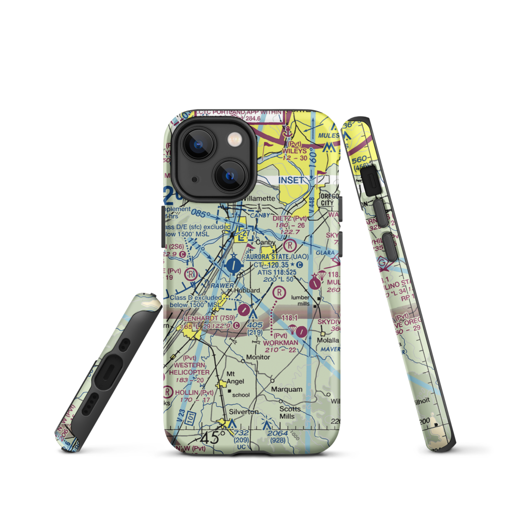Compton Airport (44OR) VFR Sectional  Tough iPhone Case iPhone 13 mini model shown