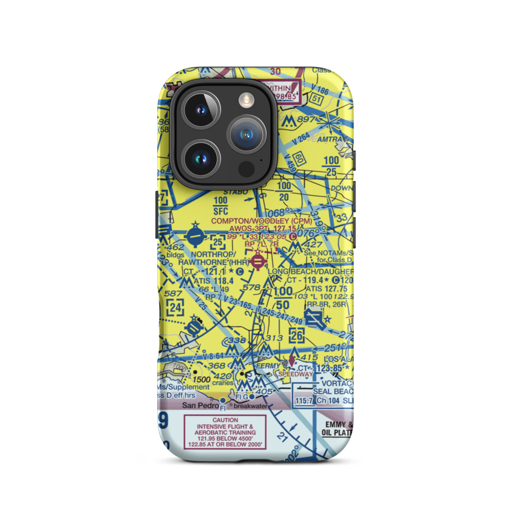 Compton Woodley Airport (CPM) VFR Sectional  Tough iPhone Case iPhone 16 Pro model shown