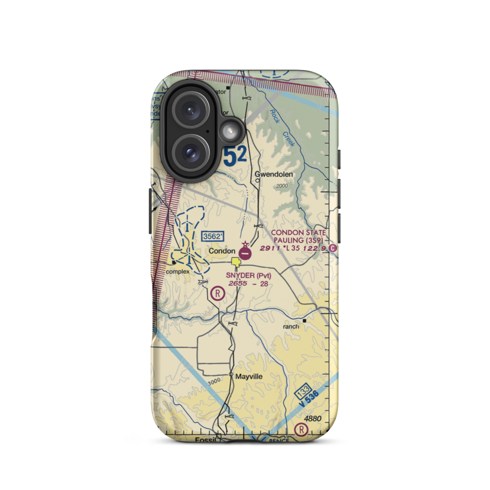 Condon State Pauling Field (3S9) VFR Sectional  Tough iPhone Case iPhone 16 model shown