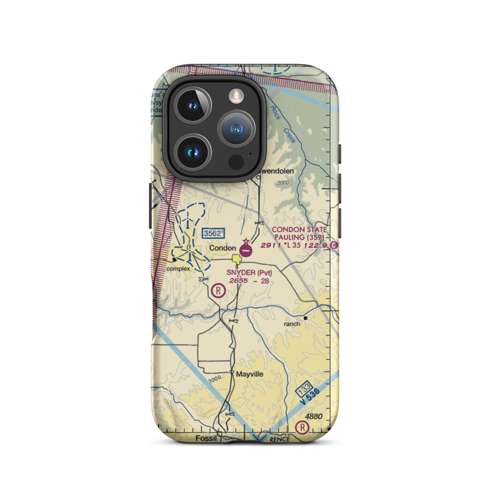 Condon State Pauling Field (3S9) VFR Sectional  Tough iPhone Case iPhone 16 Pro model shown