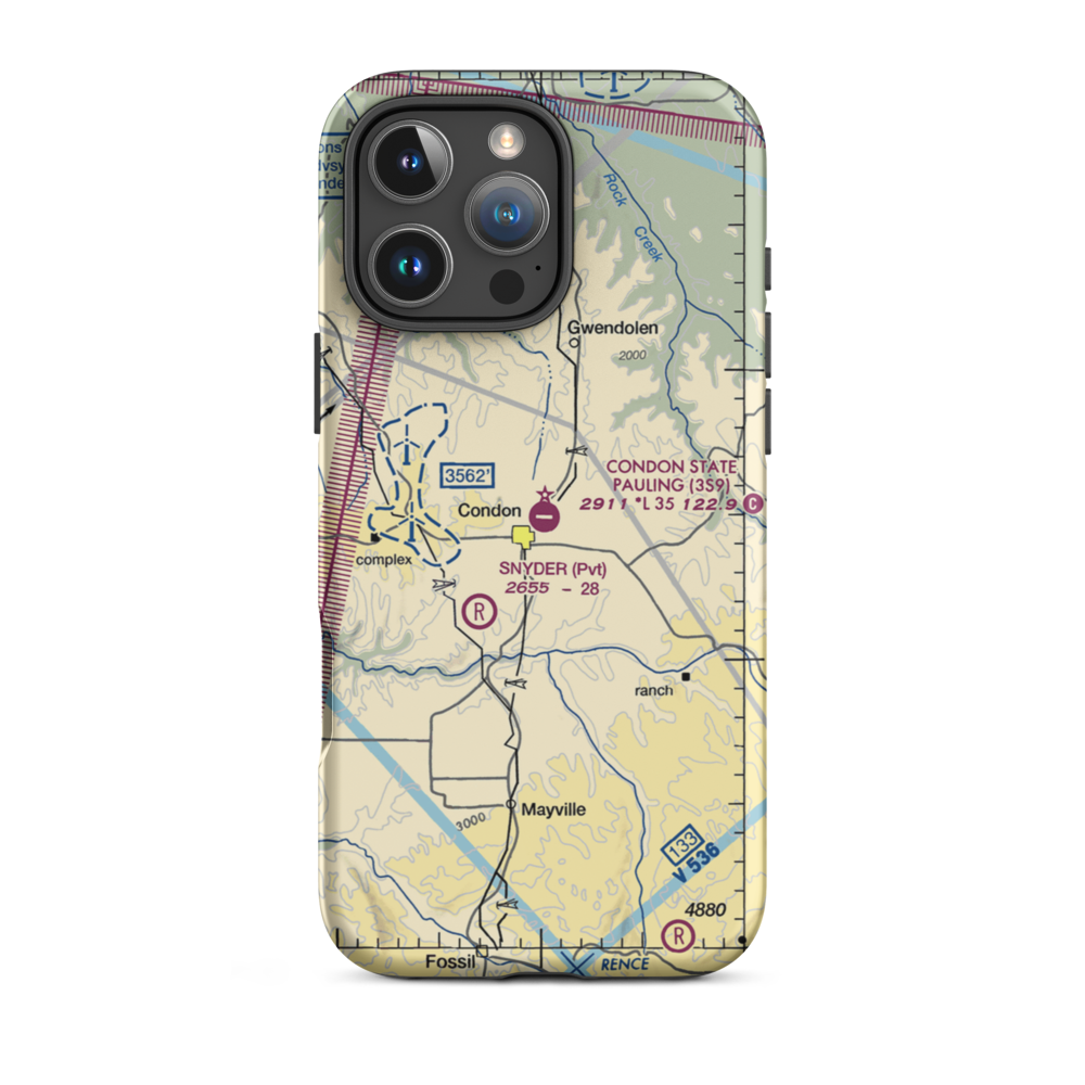 Condon State Pauling Field (3S9) VFR Sectional  Tough iPhone Case iPhone 16 Pro Max model shown